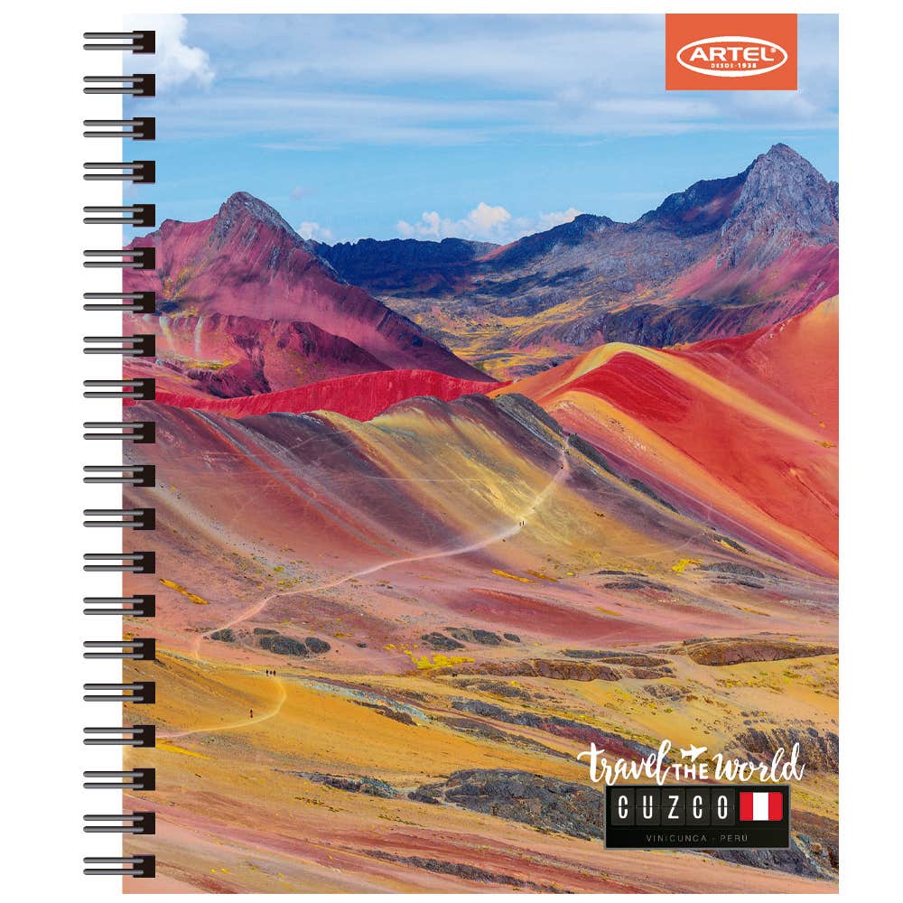 Cuaderno Universitario Travel the World 2 100 Hojas 7mm. Diseño Aleatorio Artel