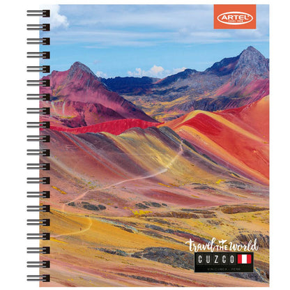 Cuaderno Universitario Travel the World 2 100 Hojas 7mm. Diseño Aleatorio Artel