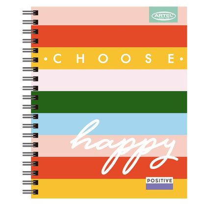 Cuaderno Universitario Positive Bold 100 Hojas 7mm. Diseño Aleatorio Artel