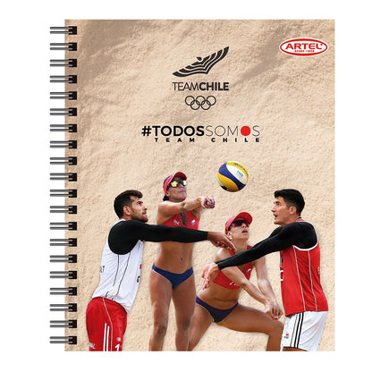 Cuaderno Universitario Team Chile 1 100 Hojas 7mm. Diseño Aleatorio Artel