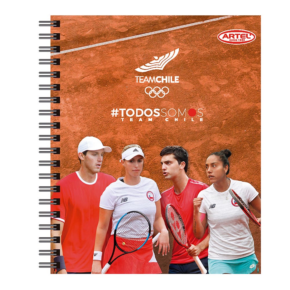Cuaderno Universitario Team Chile 1 100 Hojas 7mm. Diseño Aleatorio Artel