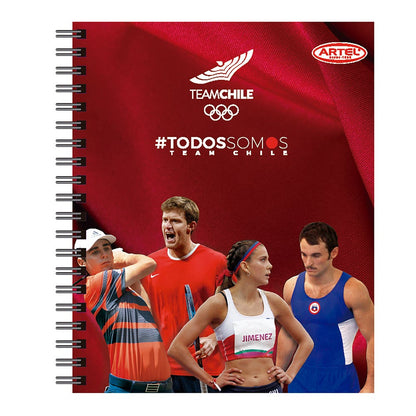Cuaderno Universitario Team Chile 1 100 Hojas 7mm. Diseño Aleatorio Artel
