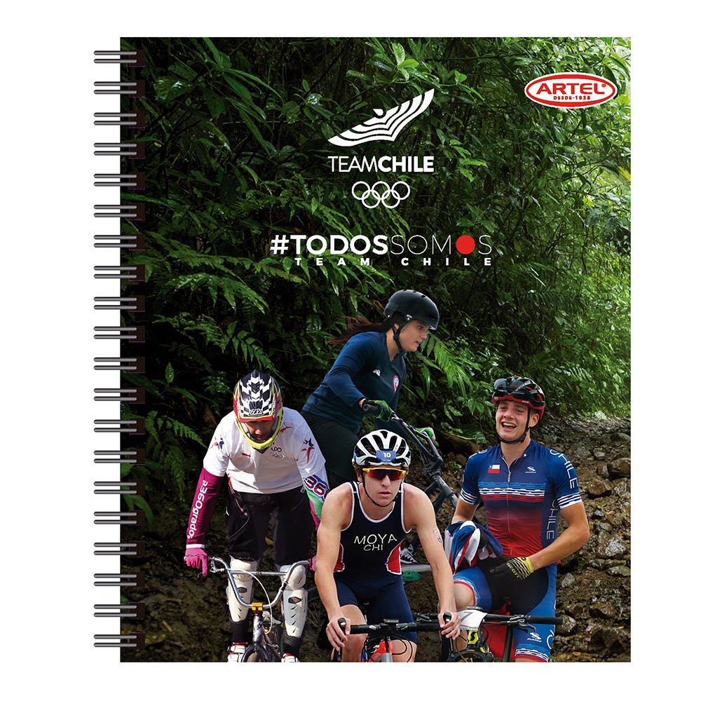 Cuaderno Universitario Team Chile 2 100 Hojas 7mm. Diseño Aleatorio Artel