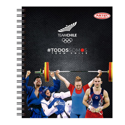 Cuaderno Universitario Team Chile 2 100 Hojas 7mm. Diseño Aleatorio Artel