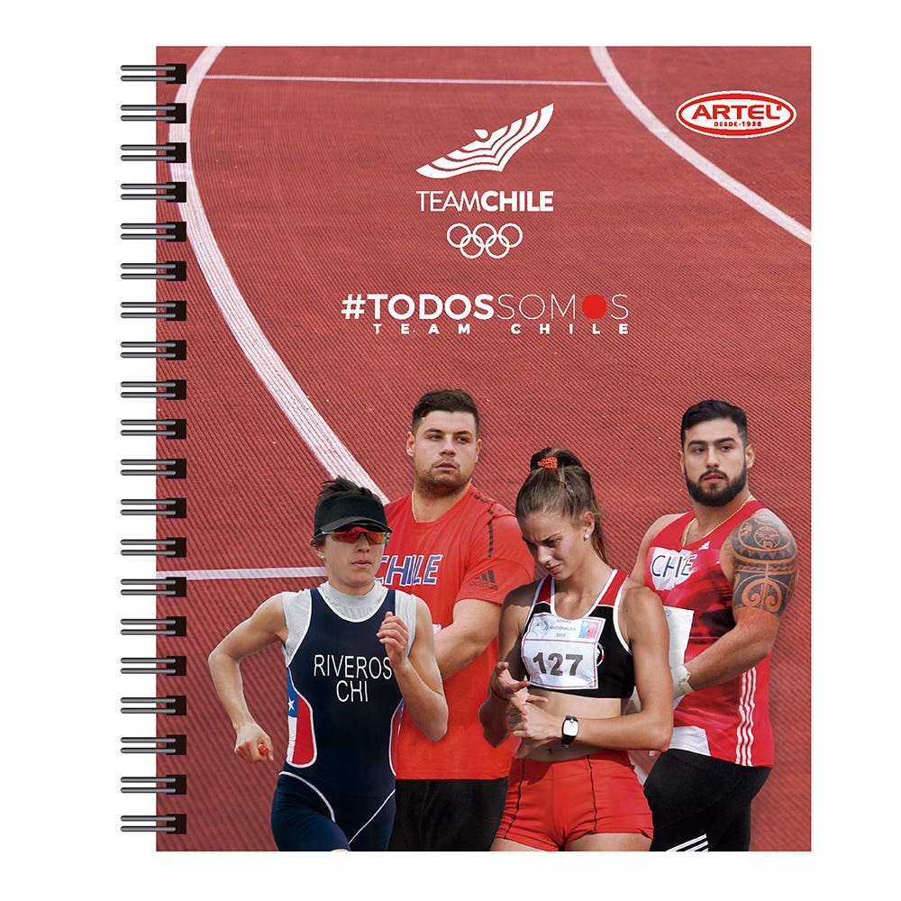 Cuaderno Universitario Team Chile 2 100 Hojas 7mm. Diseño Aleatorio Artel