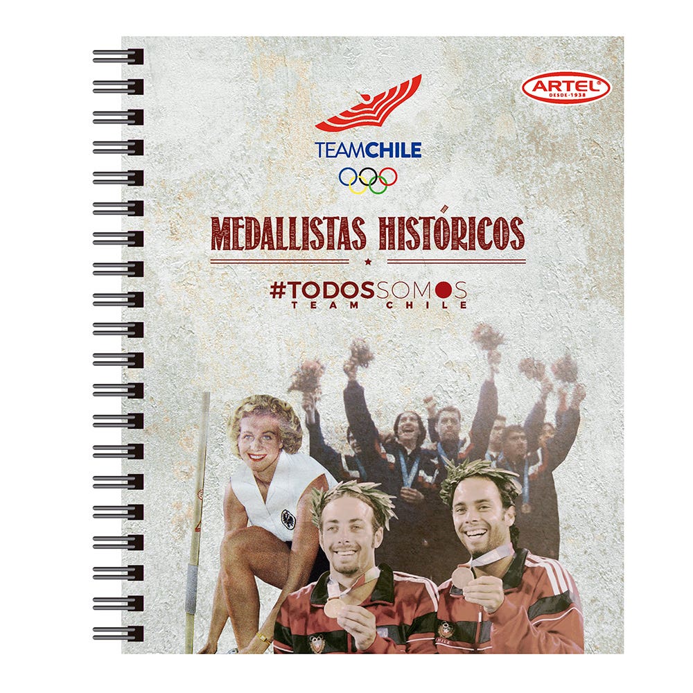 Cuaderno Universitario Team Chile 2 100 Hojas 7mm. Diseño Aleatorio Artel