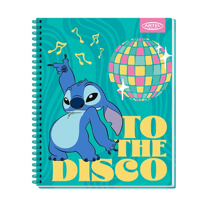 Cuaderno Universitario 100 Hojas 7mm Stitch Disco