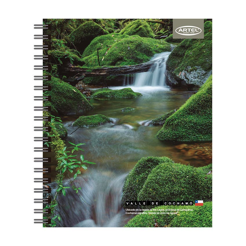CUADERNO UNIVERSITARIO ARTEL 100 HOJAS 7MM DISEÑO PAISAJES DE CHILE