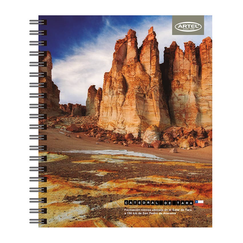 CUADERNO UNIVERSITARIO ARTEL 100 HOJAS 7MM DISEÑO PAISAJES DE CHILE