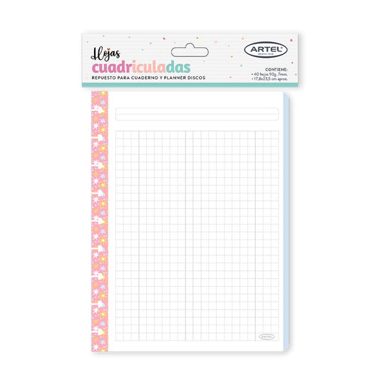 Repuesto 40 hojas cuaderno Discos Cuadros