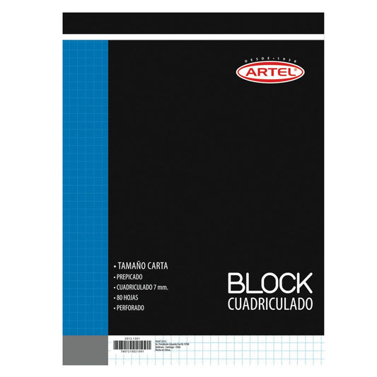 Block Nota Carta Prepicado Cuadriculado 80 Hojas Artel