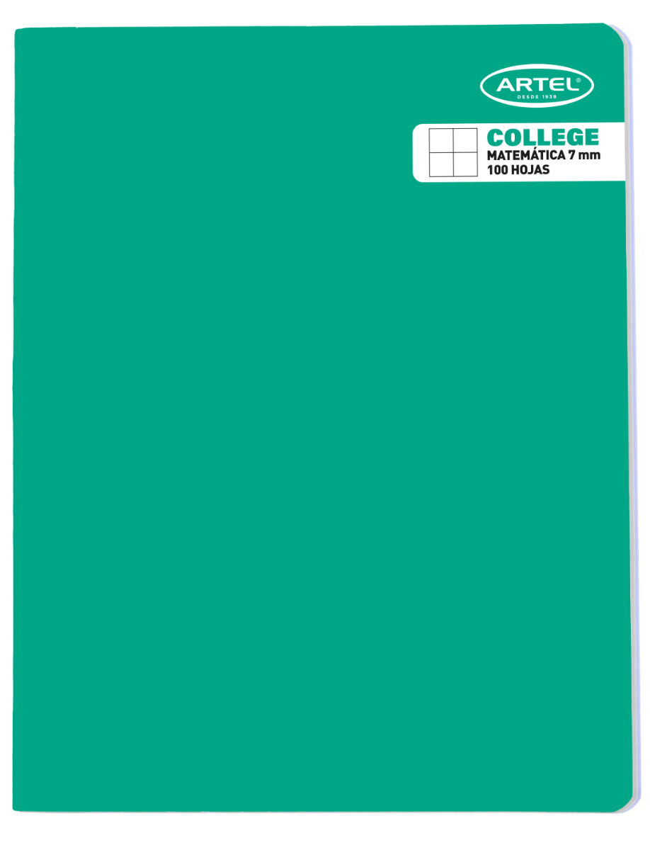 Cuaderno College Matemáticas 7mm. 100 Hojas Color Aleatorio Artel
