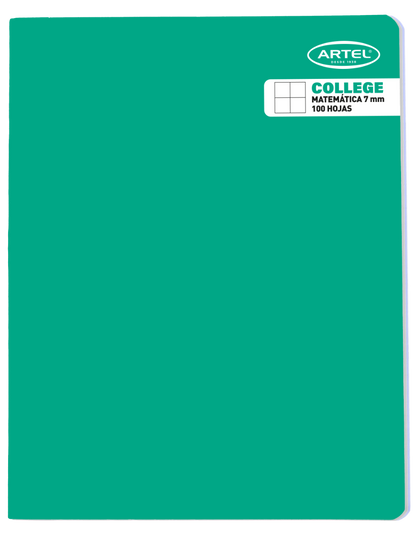 Cuaderno College Matemáticas 7mm. 100 Hojas Color Aleatorio Artel