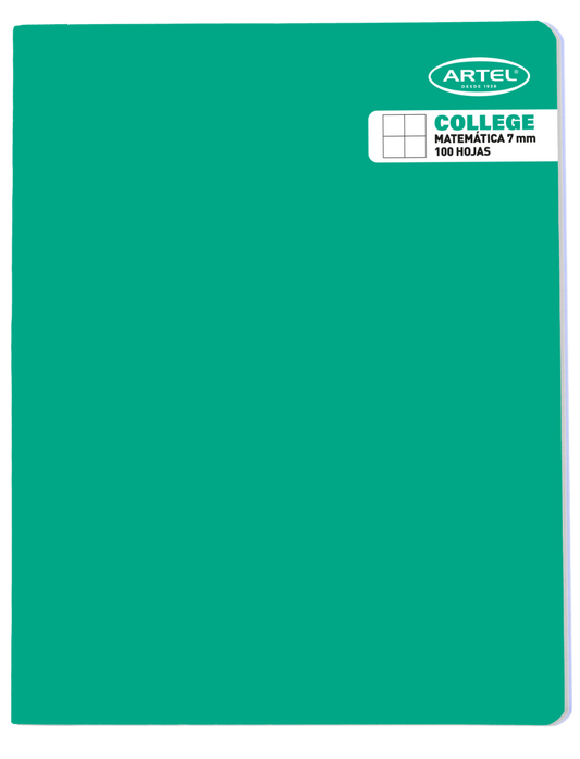 Cuaderno College Matemáticas 7mm. 100 Hojas Color Aleatorio Artel
