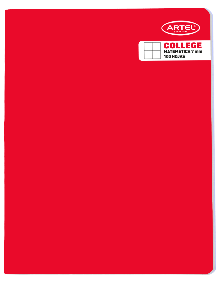 Cuaderno College Matemáticas 7mm. 100 Hojas Color Aleatorio Artel