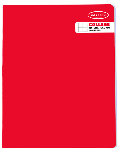 Cuaderno College Matemáticas 7mm. 100 Hojas Color Aleatorio Artel