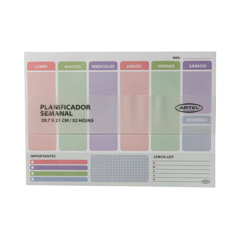 Planificador Semanal Artel Pastel