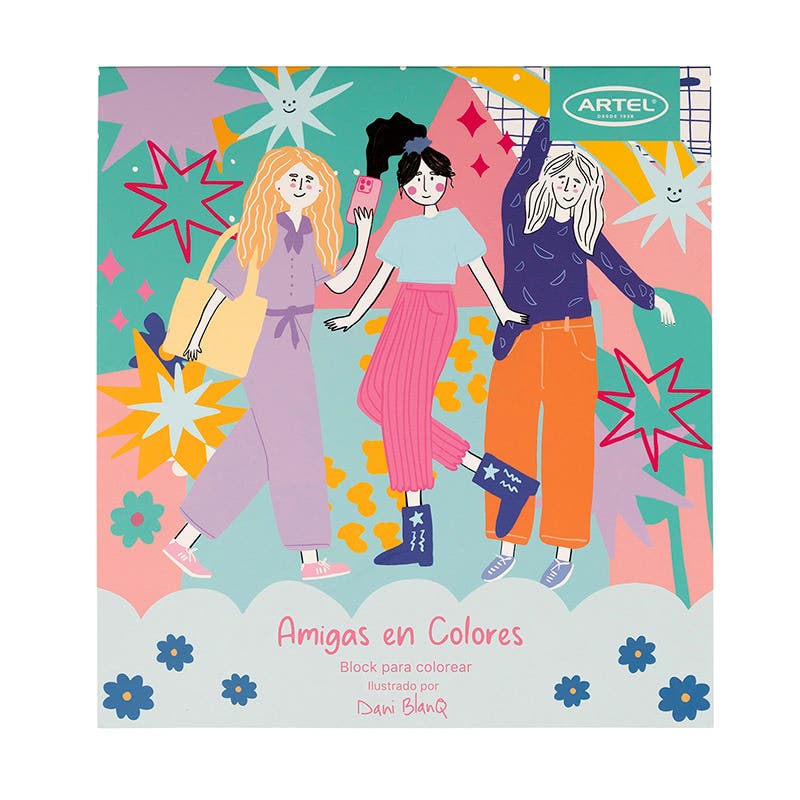 Block Para Colorear Amigas en Colores