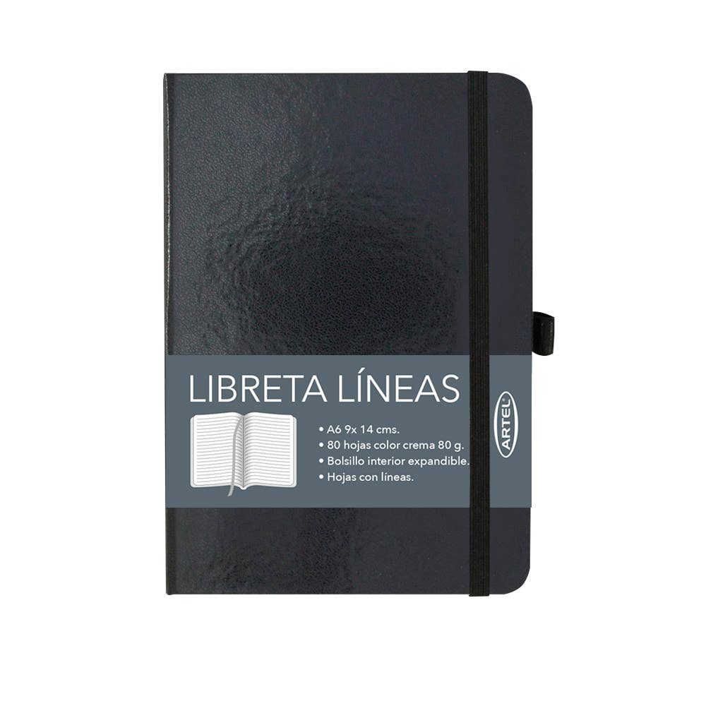 Libreta Negra LineasA6 Artel