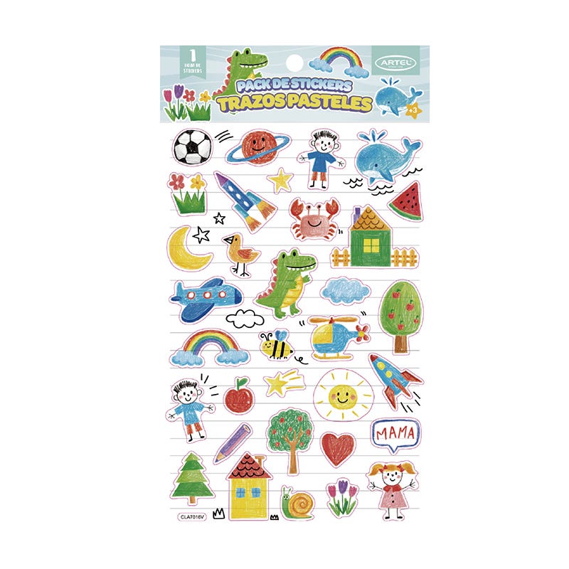Pack Stickers Trazos Pasteles Artel