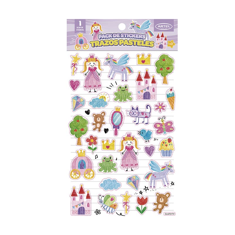 Pack Stickers Trazos Pasteles Artel