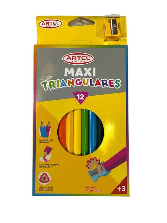 Estuche 12 Lápices de Colores Triangulares Maxi Jumbo Artel