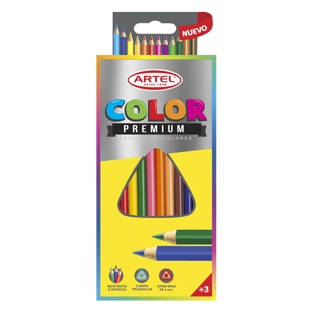 Estuche 12 Lápices de Colores Premium 4mm. Artel