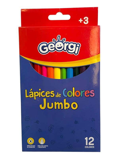 Estuche 12 Lápices de Color Largo Jumbo Georgi