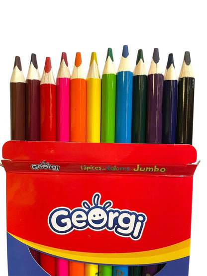 Estuche 12 Lápices de Color Largo Jumbo Georgi