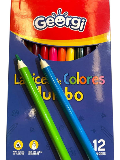 Estuche 12 Lápices de Color Largo Jumbo Georgi