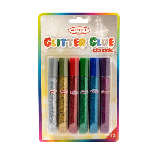 Blister 6 Glitter Glue Colores 13gr. Artel