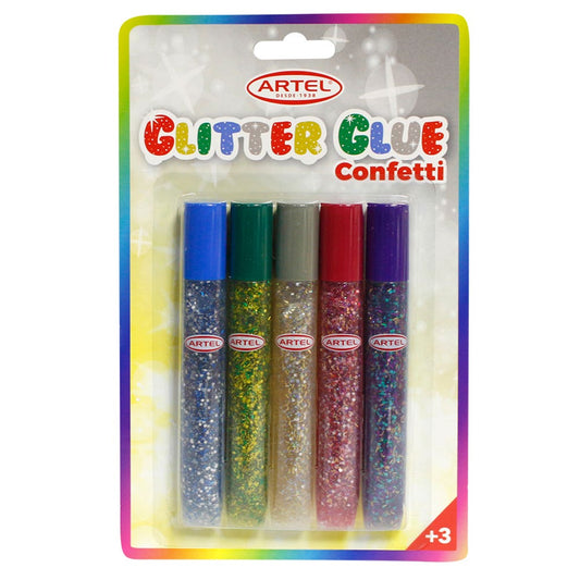 5 Tubos Glitter Glue Confetti 13grs. Artel
