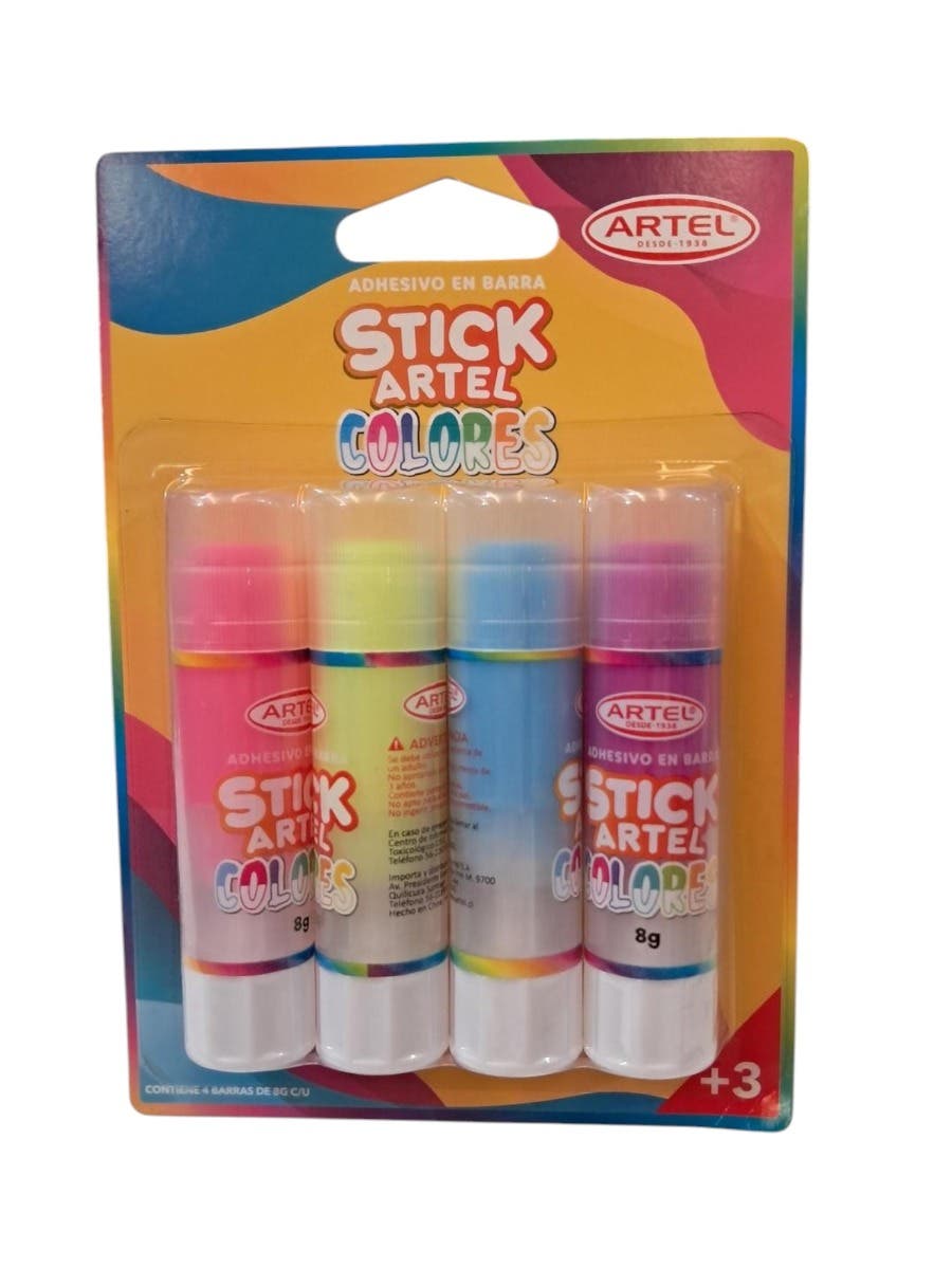 PACK DE ADHESIVO EN BARRA STRONG STICK ARTEL X4 COLORES