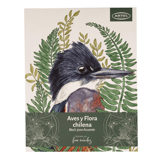 Block para colorear Aves y Flora Chilena