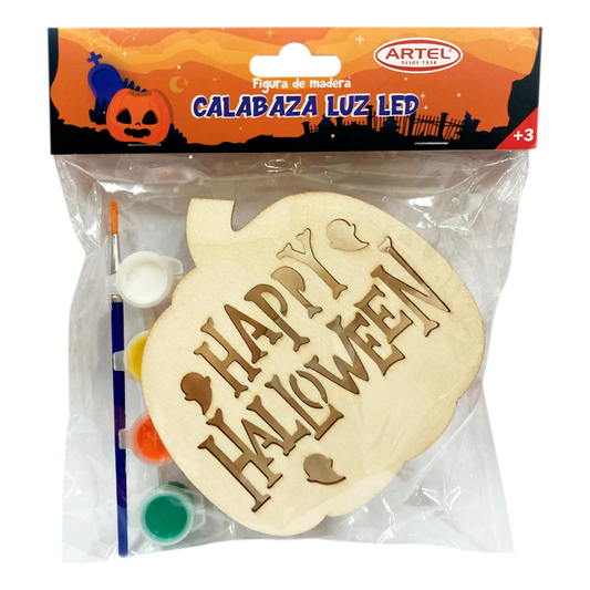 Figura madera calabaza luz led
