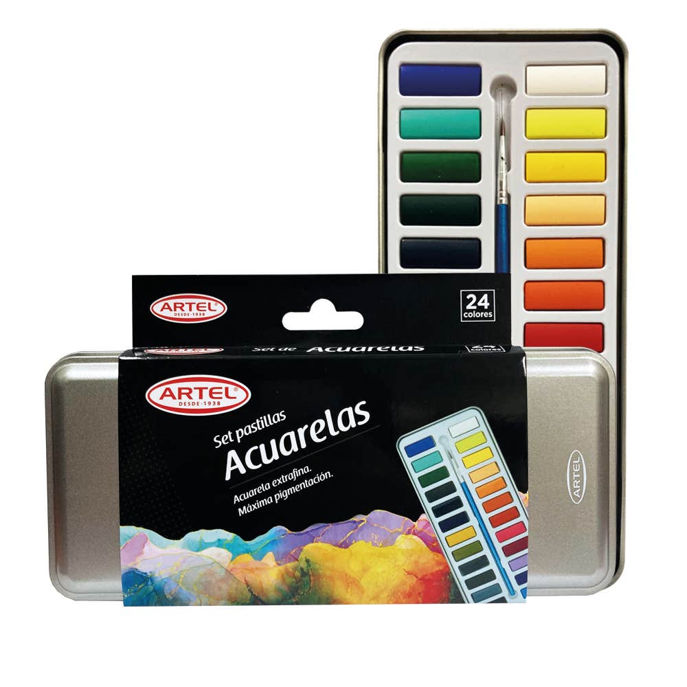 ESTUCHE ACUARELAS EN PASTILLAS 24 COLORES
