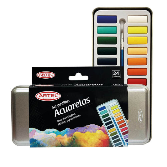 ESTUCHE ACUARELAS EN PASTILLAS 24 COLORES