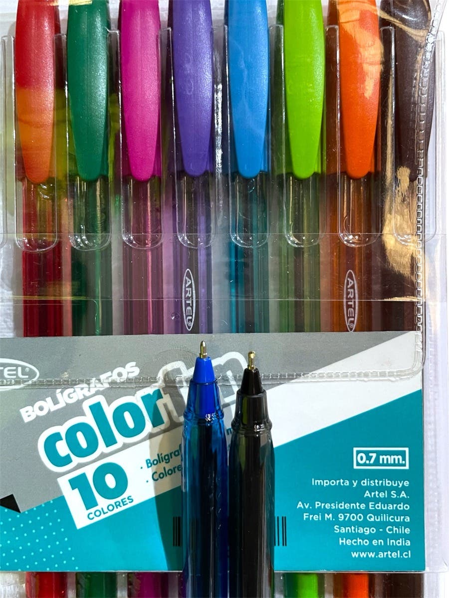Pack 10 boligrafos Color Fan 2.0. Artel