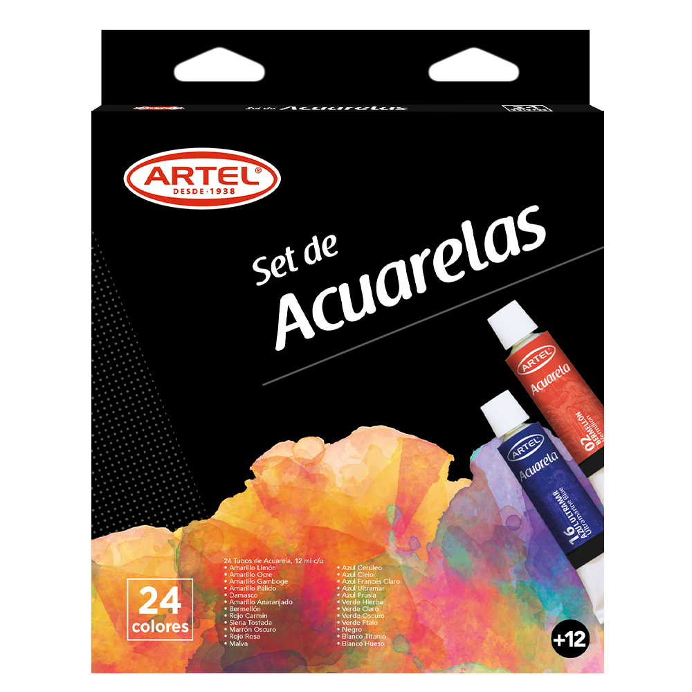 SET ACUARELAS 24 COLORES 12 ML ARTEL