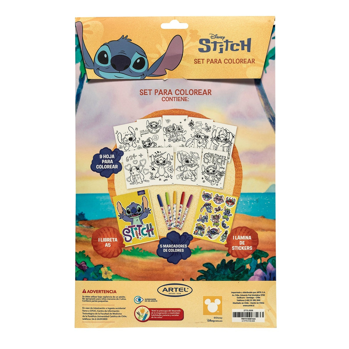 Set Colorear Artel Stitch