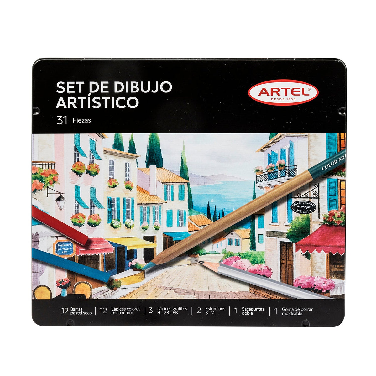 Estuche Metálico de Dibujo Artístico Artel 31 piezas