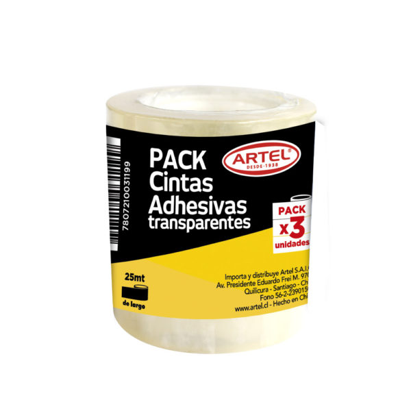 Pack 3 Cintas Adhesivas Artel 18Mm