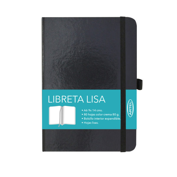 Libreta Lisa A6 80 Hojas Tapa Negra Elástico