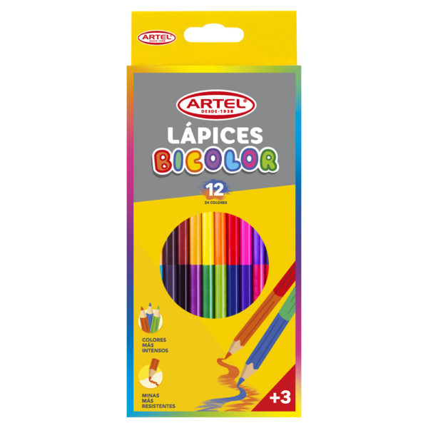 Estuche 12 Lápices Bicolor Artel (24 Colores)