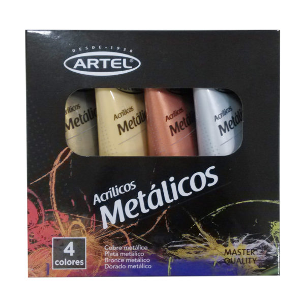 Set Pintura Acrílica Metálica 4 Colores 22Ml