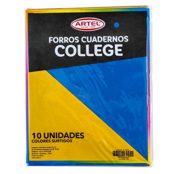 Bolsa Con 10 Forro Cuadernos College Colores