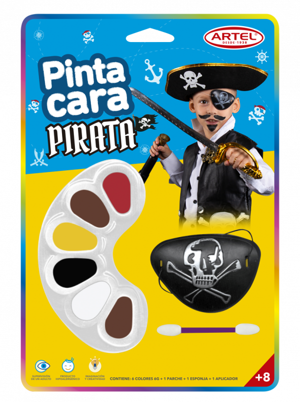 Pinta Caras Pirata 6 colores + 1 parche