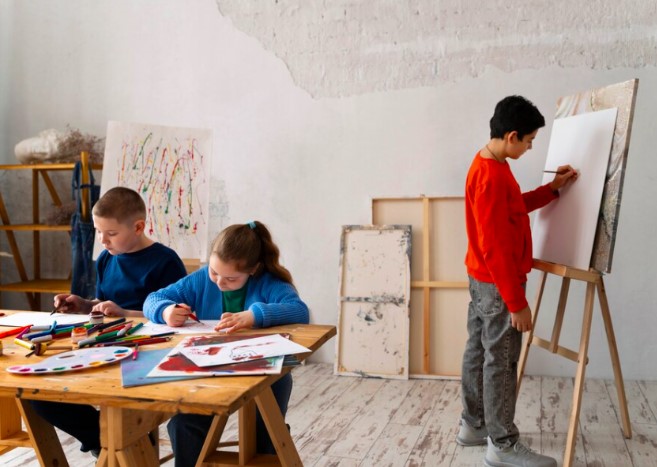 rincón de arte en la sala de clases